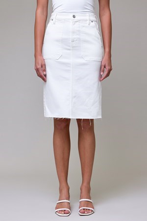 WHITE PEARL MINI DENIM SKIRT