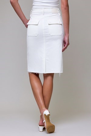 WHITE PEARL MINI DENIM SKIRT