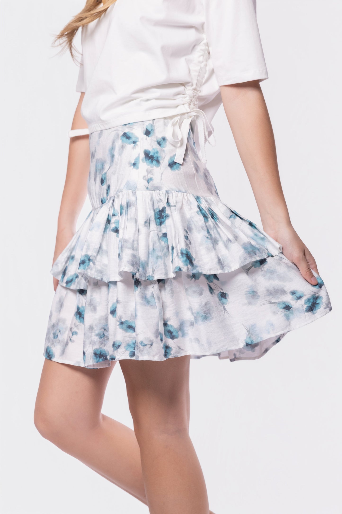 TEAL/WHITE TESSA SKIRT