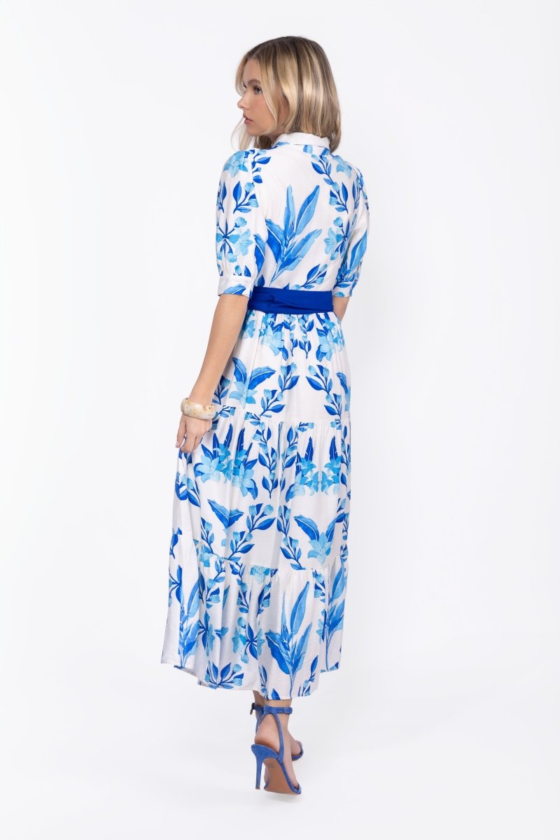 WHITE BLUE MARIE DRESS