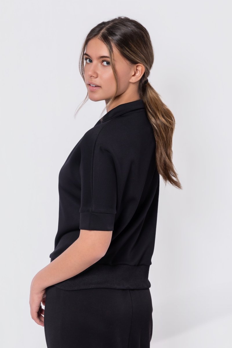 BLACK MINA HALF ZIP JACKET TOP
