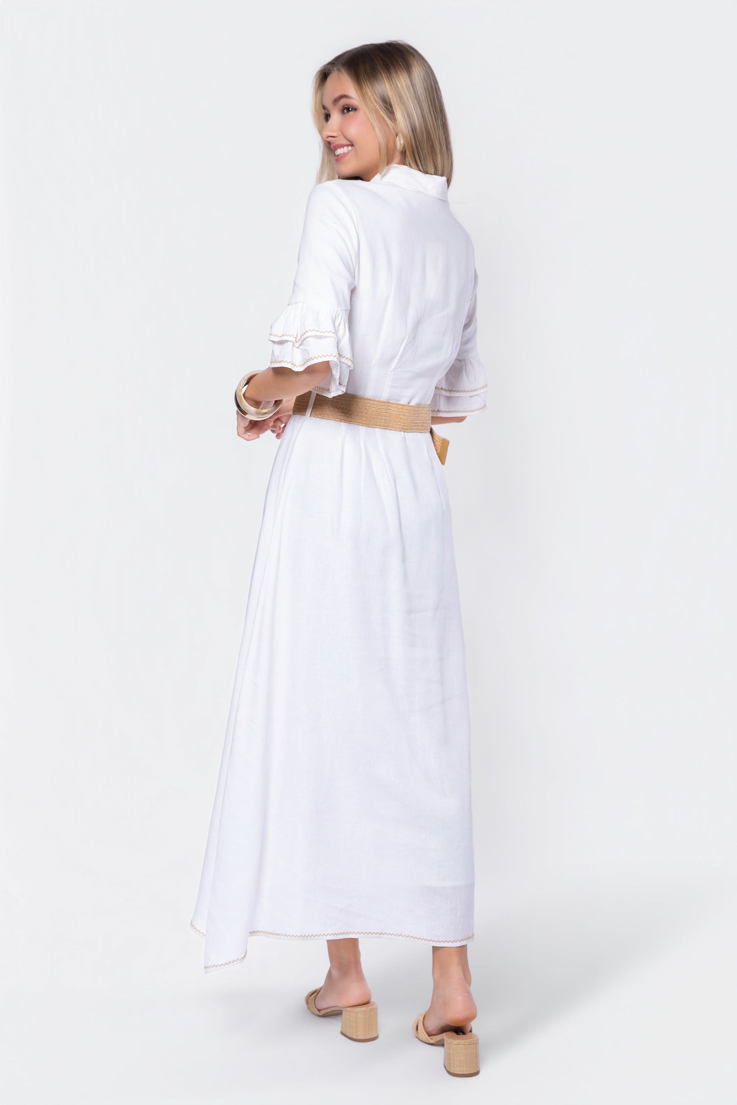 WHITE GROUND PENELOPE DRESS