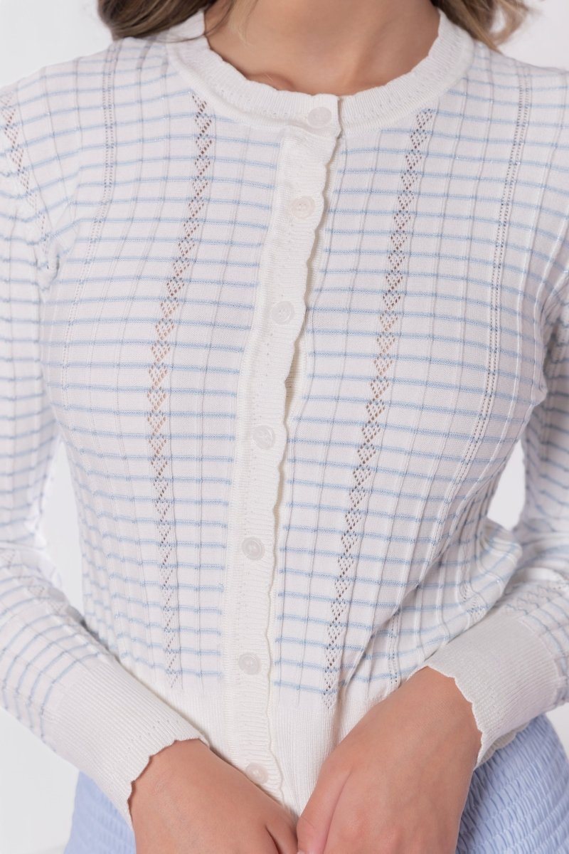 WHITE/BLUE JESSIE CARDIGAN