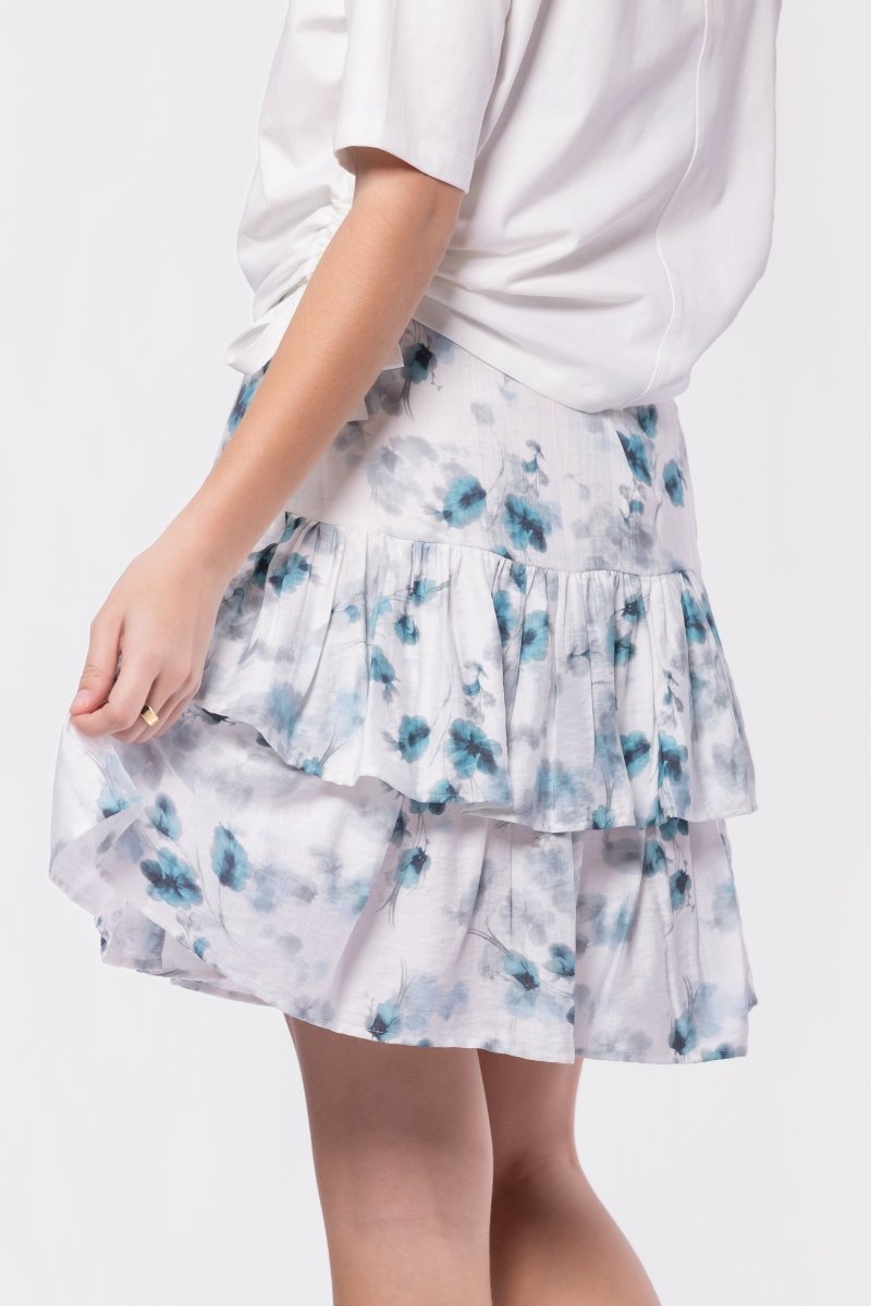 TEAL/WHITE TESSA SKIRT