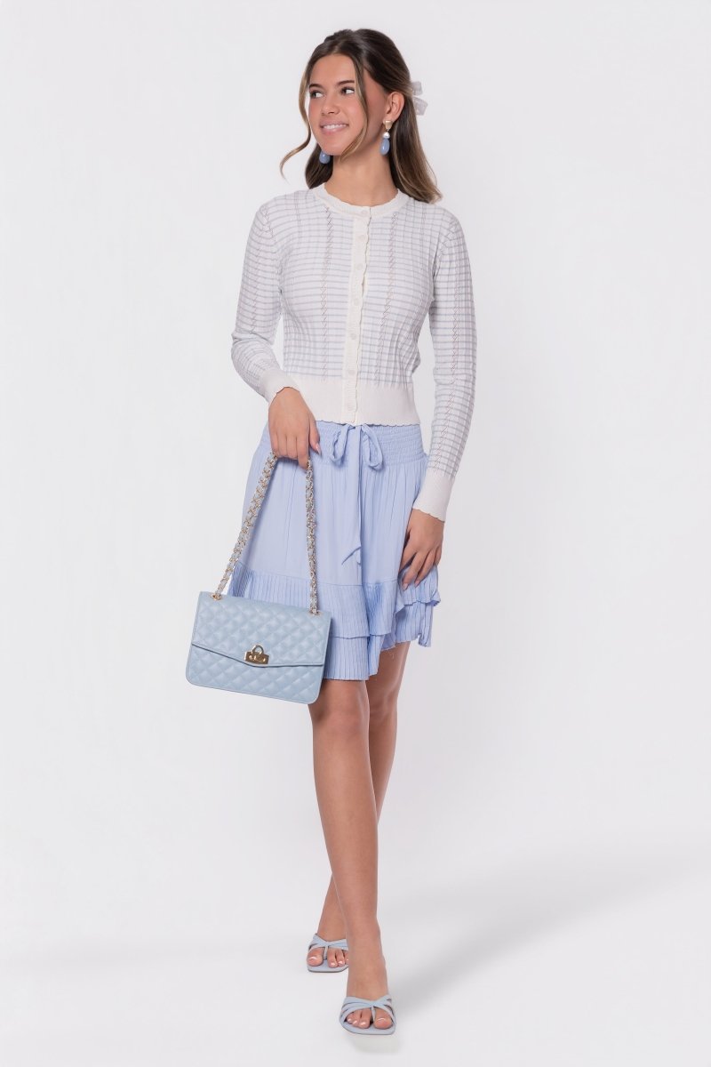WHITE/BLUE JESSIE CARDIGAN