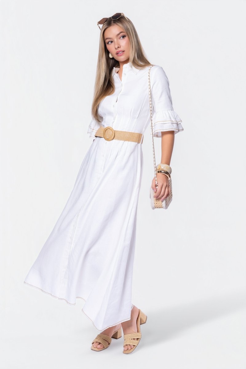 WHITE GROUND PENELOPE DRESS