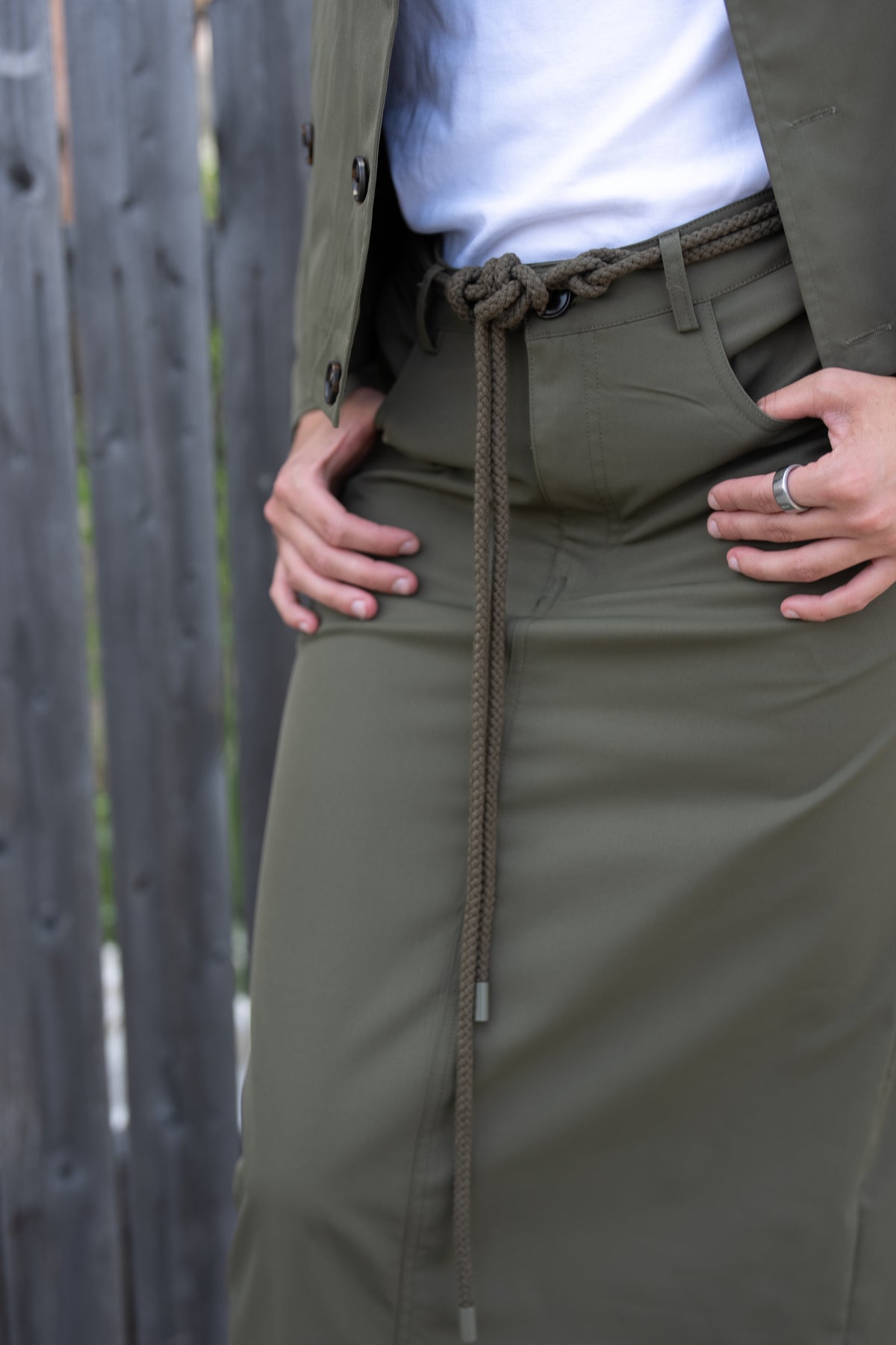 OLIVE NOIR SET JACKET & SKIRT SET
