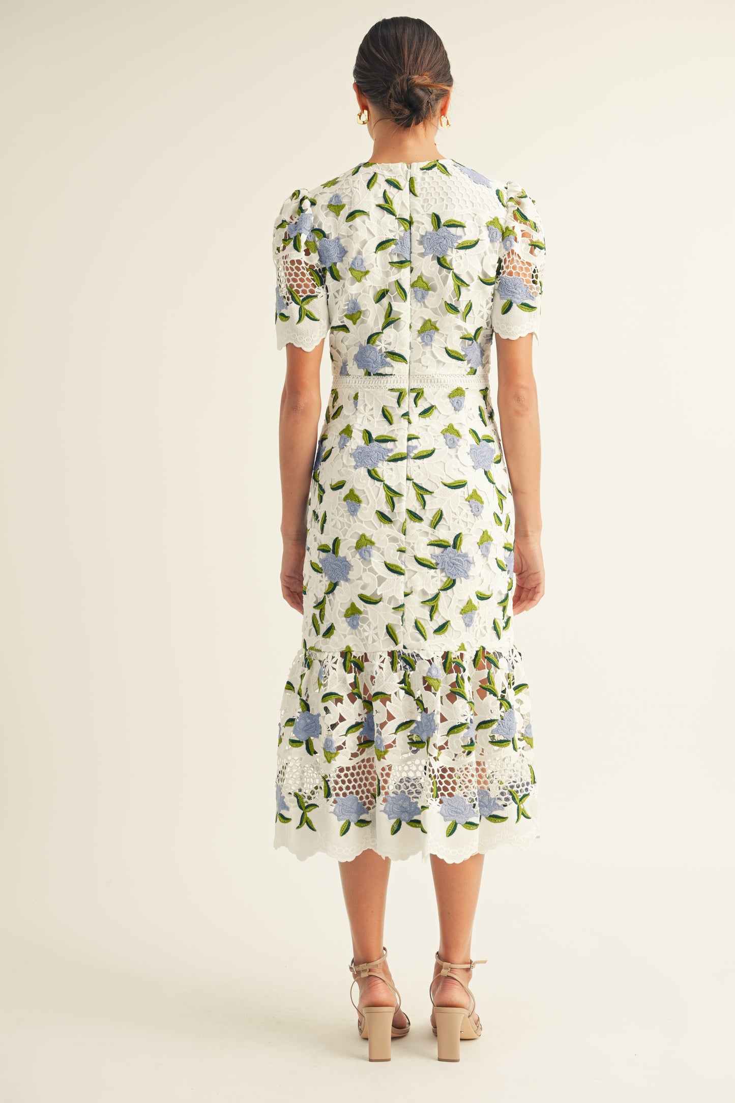 FLOWER LACE MIDI  DRESS