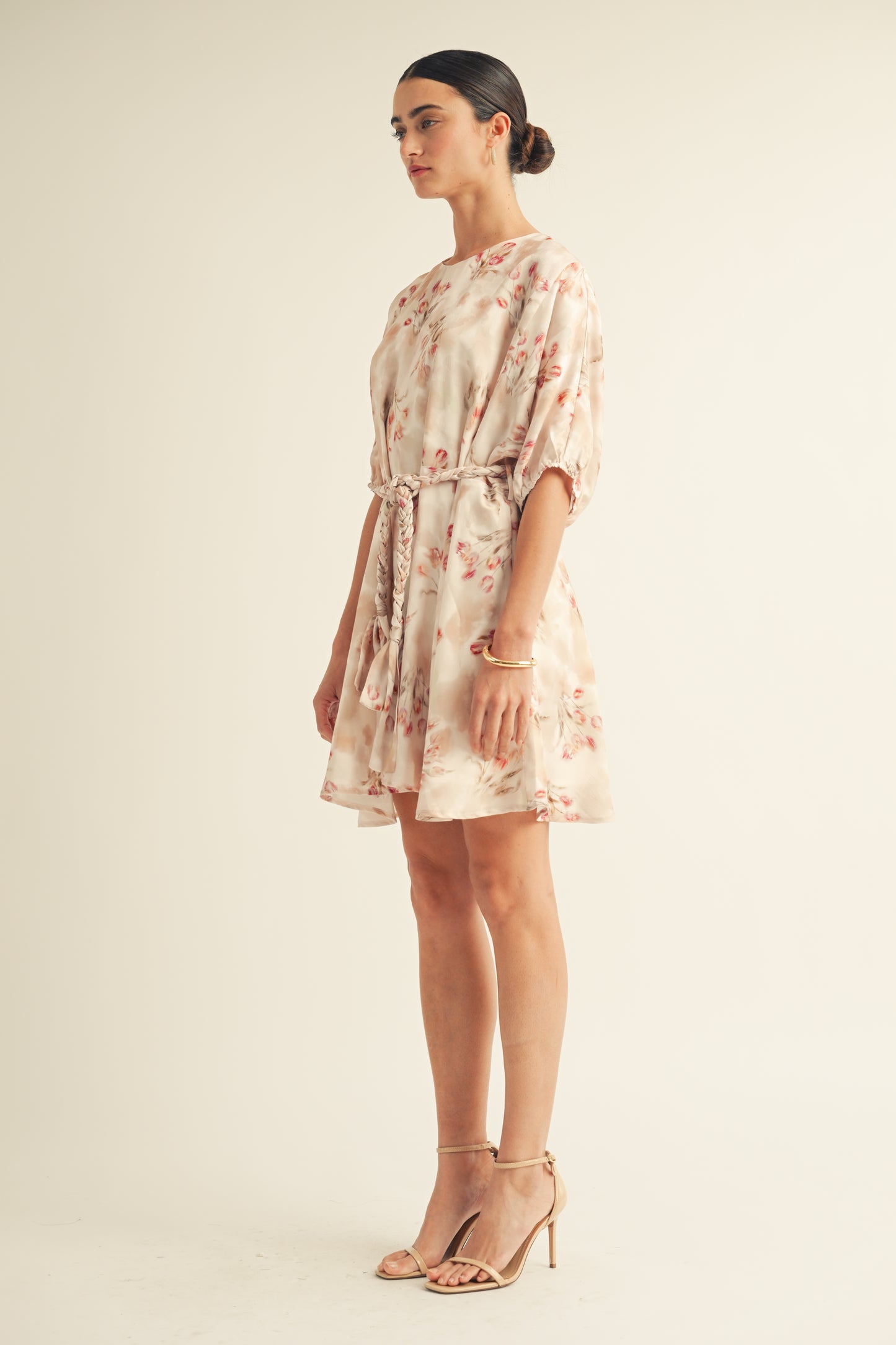 SOFT PINK FLORAL MINI DRESS