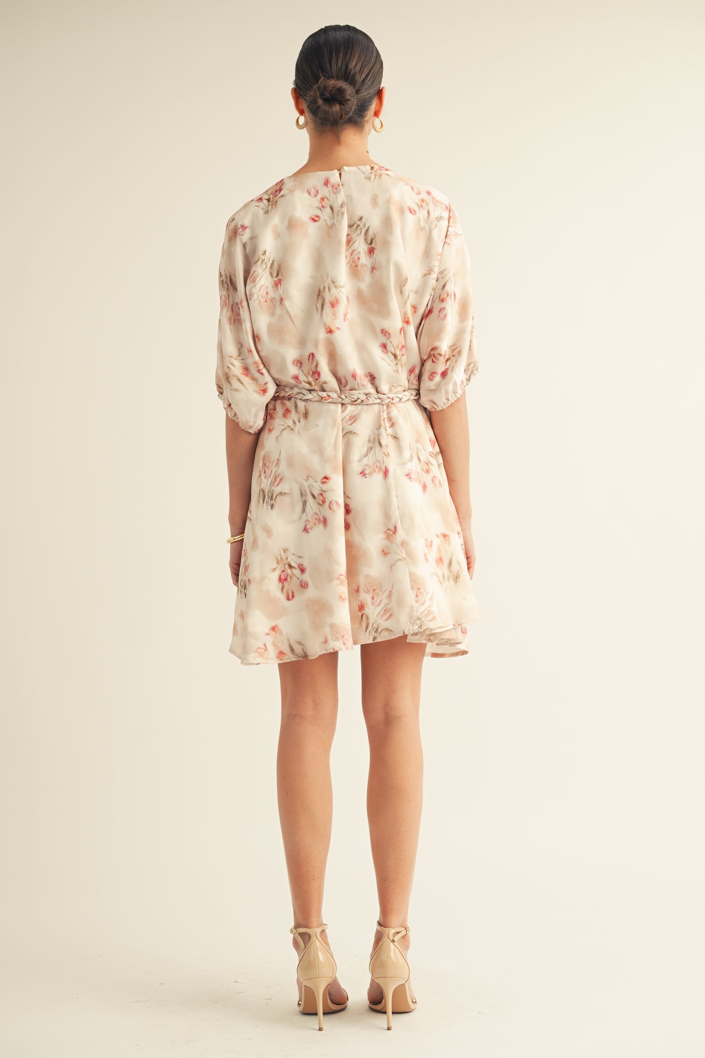 SOFT PINK FLORAL MINI DRESS