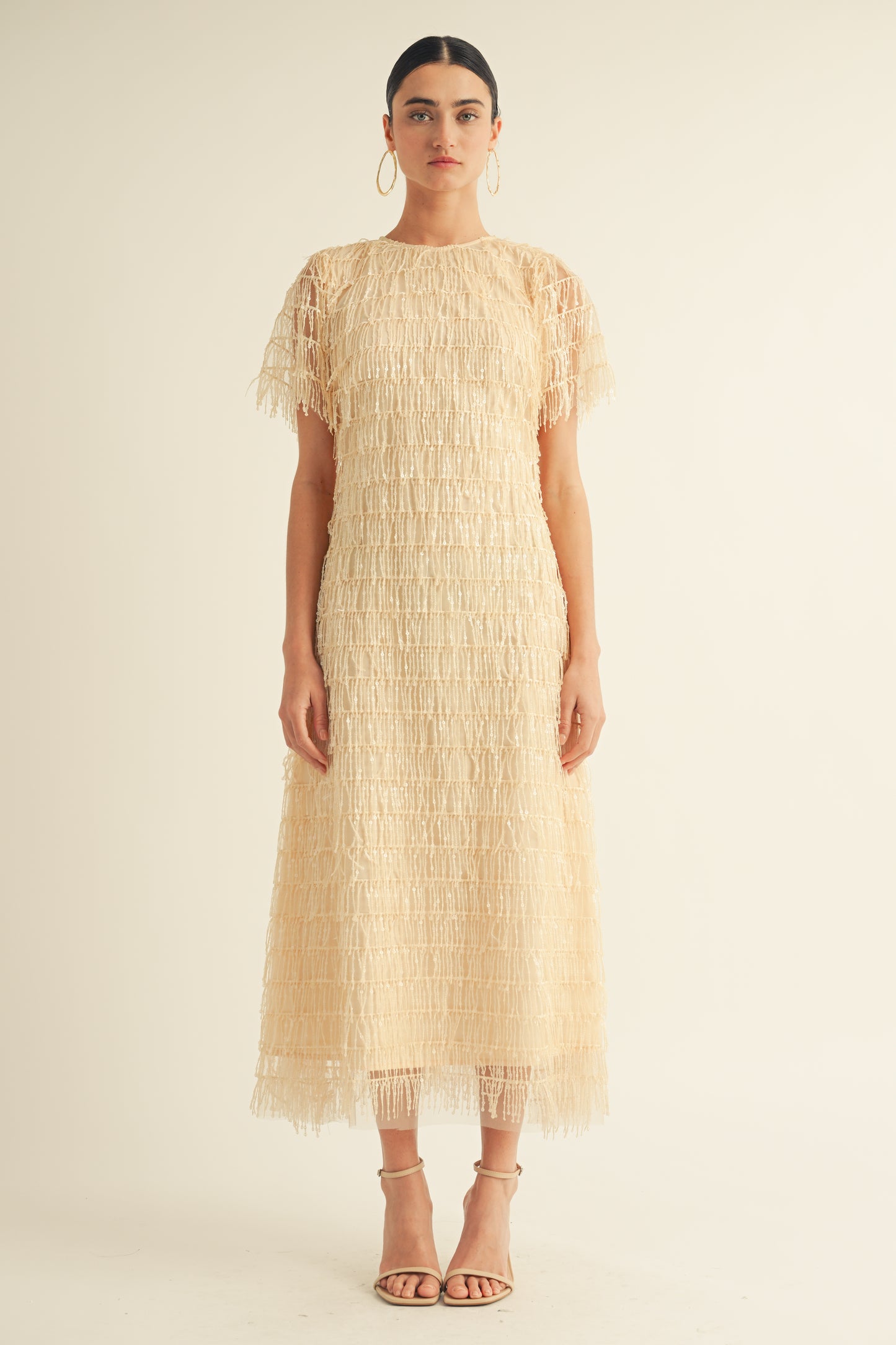 CHAMPAGNE SHORT MIDI DRESS