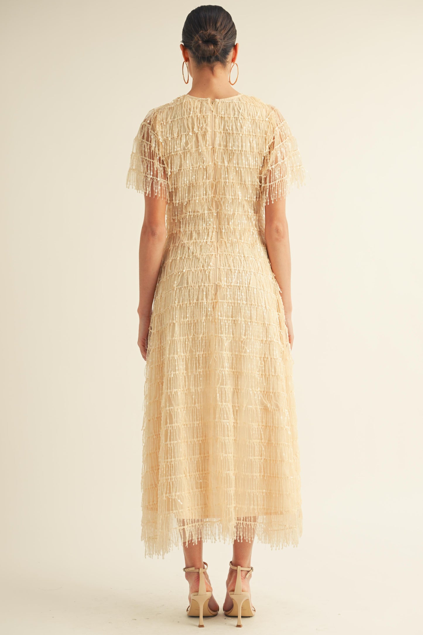 CHAMPAGNE SHORT MIDI DRESS