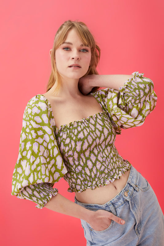 GREEN PRINT TOP
