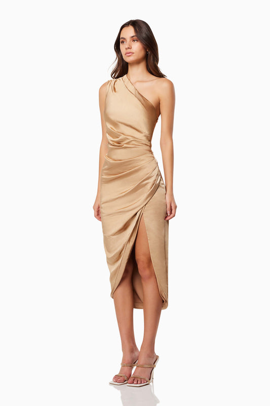 GOLD CASSINI MIDI DRESS