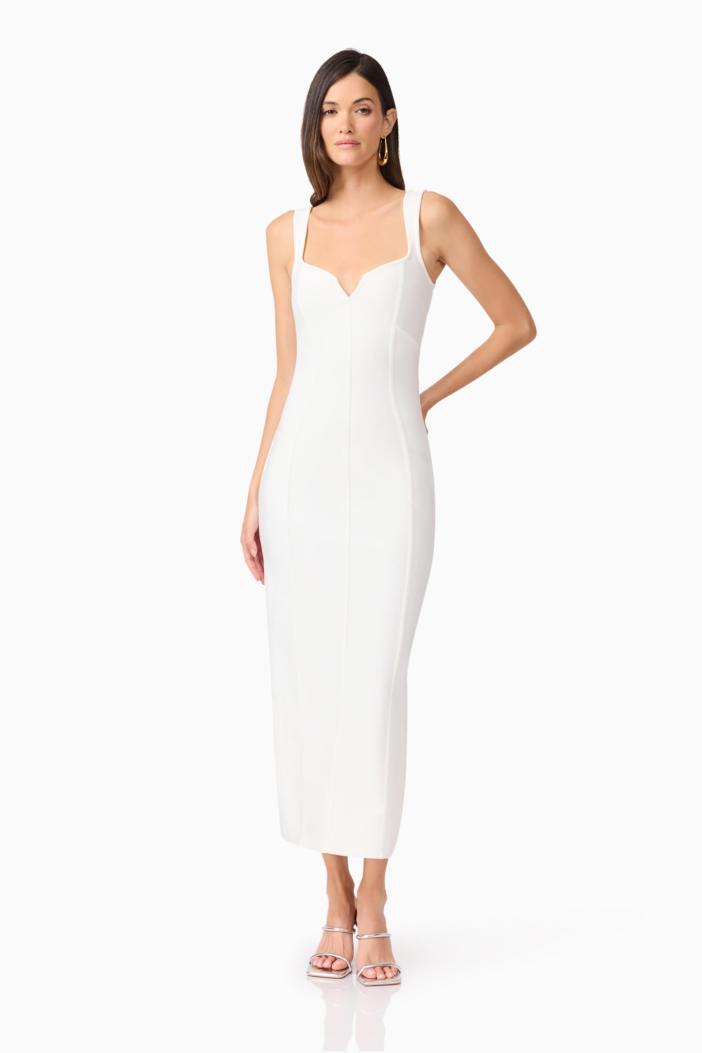 IVORY CELINA COLUMN MIDI DRESS