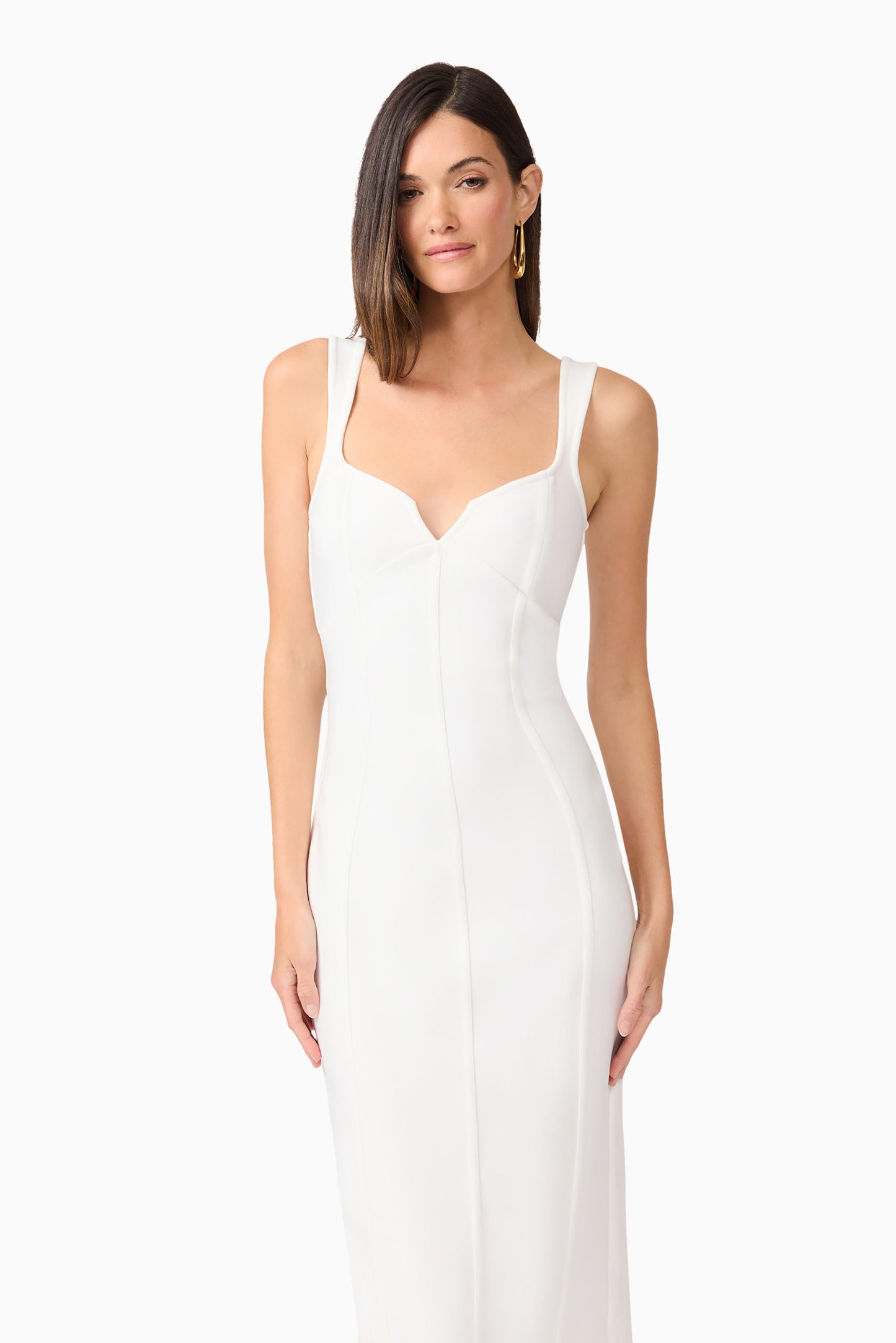 IVORY CELINA COLUMN MIDI DRESS