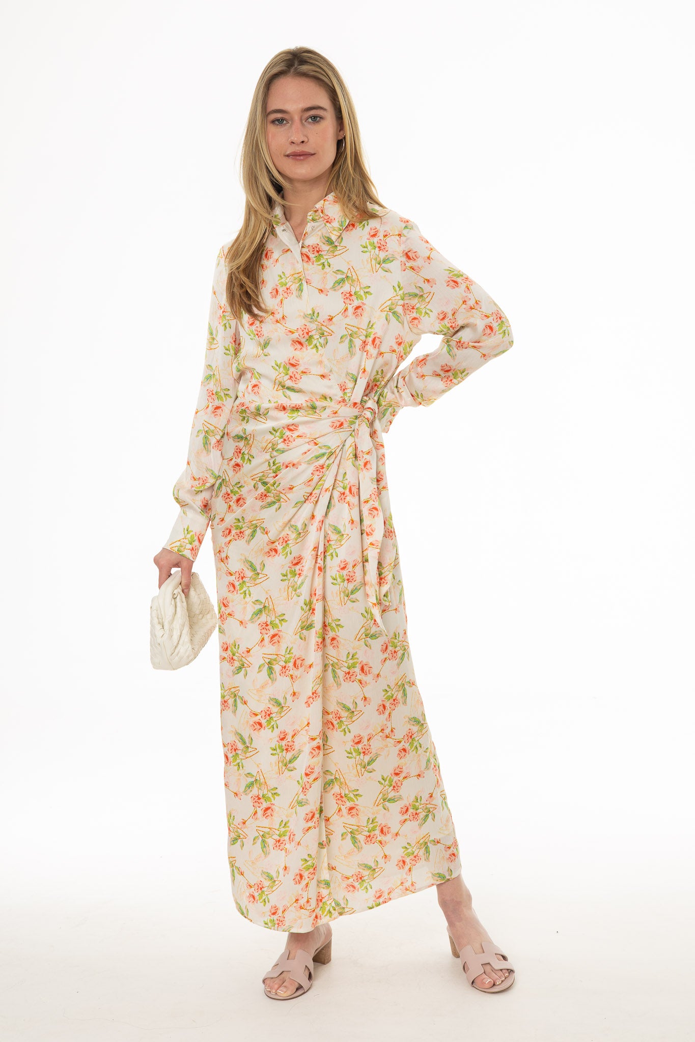 FLORAL PRINTED CROSSOVER MAXI DRESS
