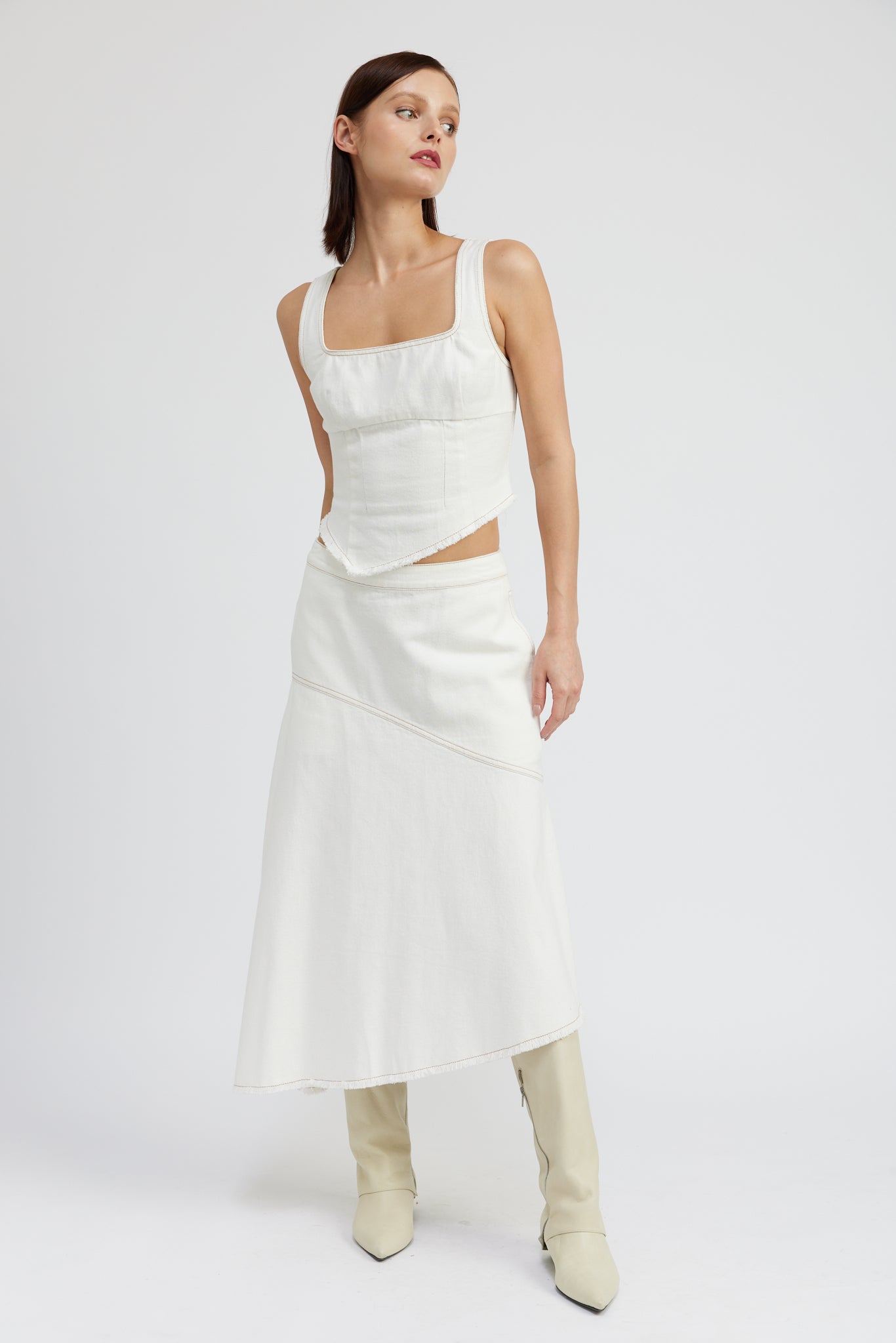 WHITE DENIM CORSET TOP