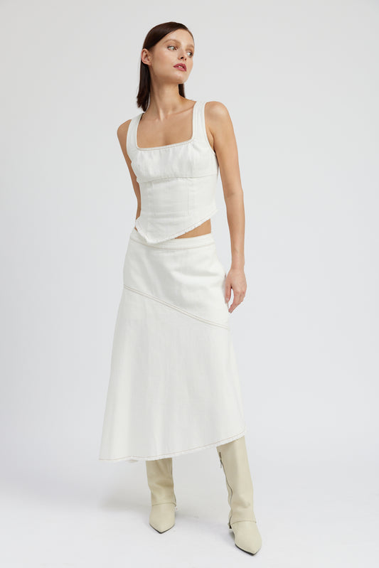 WHITE DENIM CORSET TOP