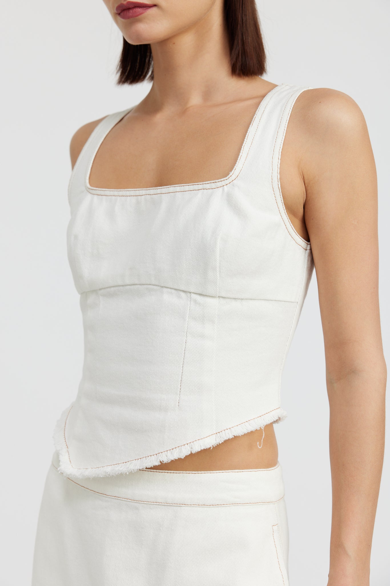 WHITE DENIM CORSET TOP