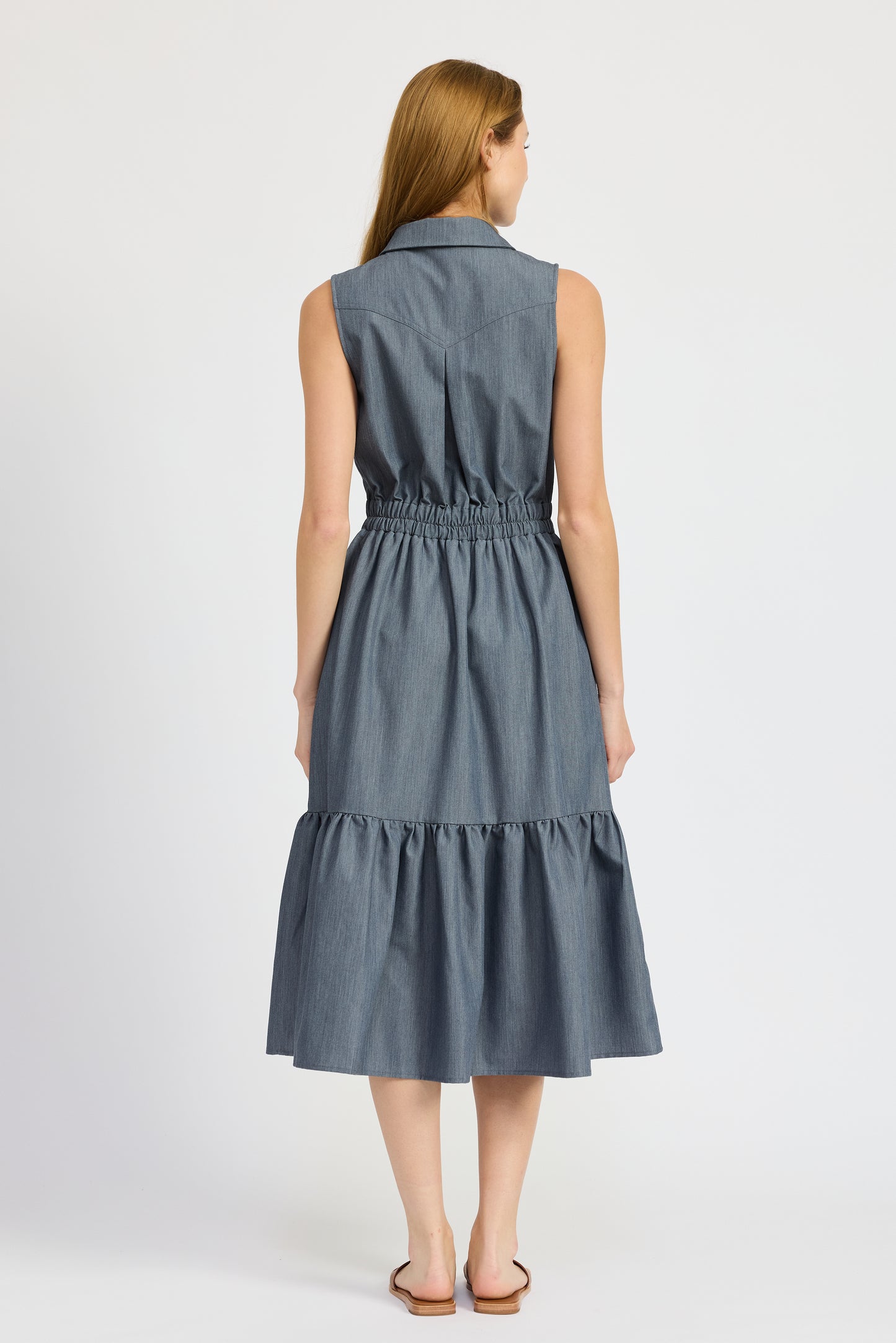 DENIM CHAMBRAY MIDI DRESS