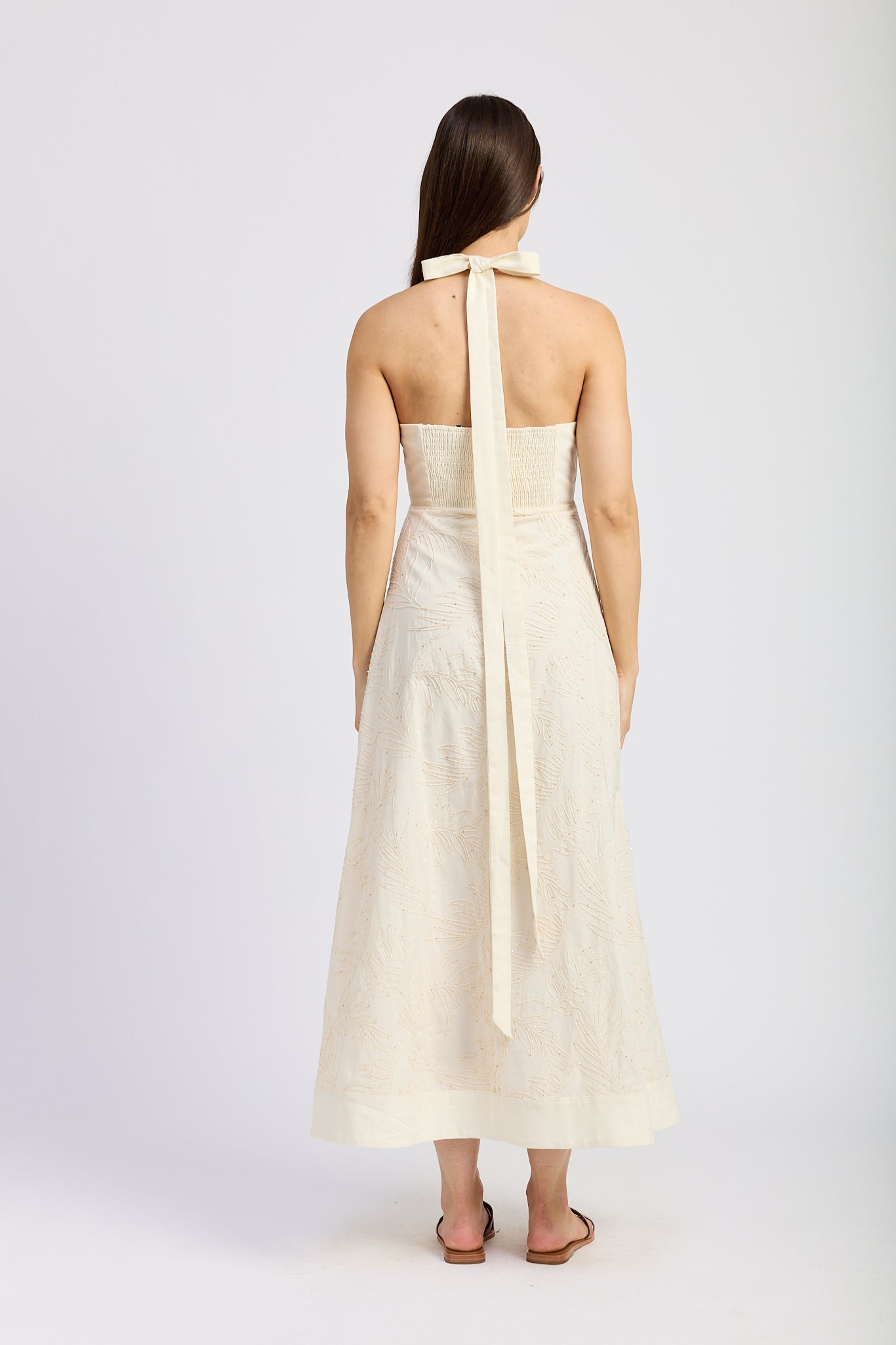 IVORY GOLD NECK MAXI DRESS