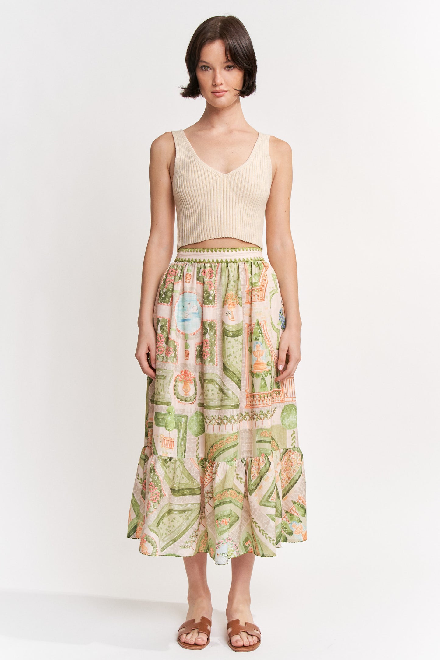 IVORY OLIVE SARIYAH MIDI SKIRT