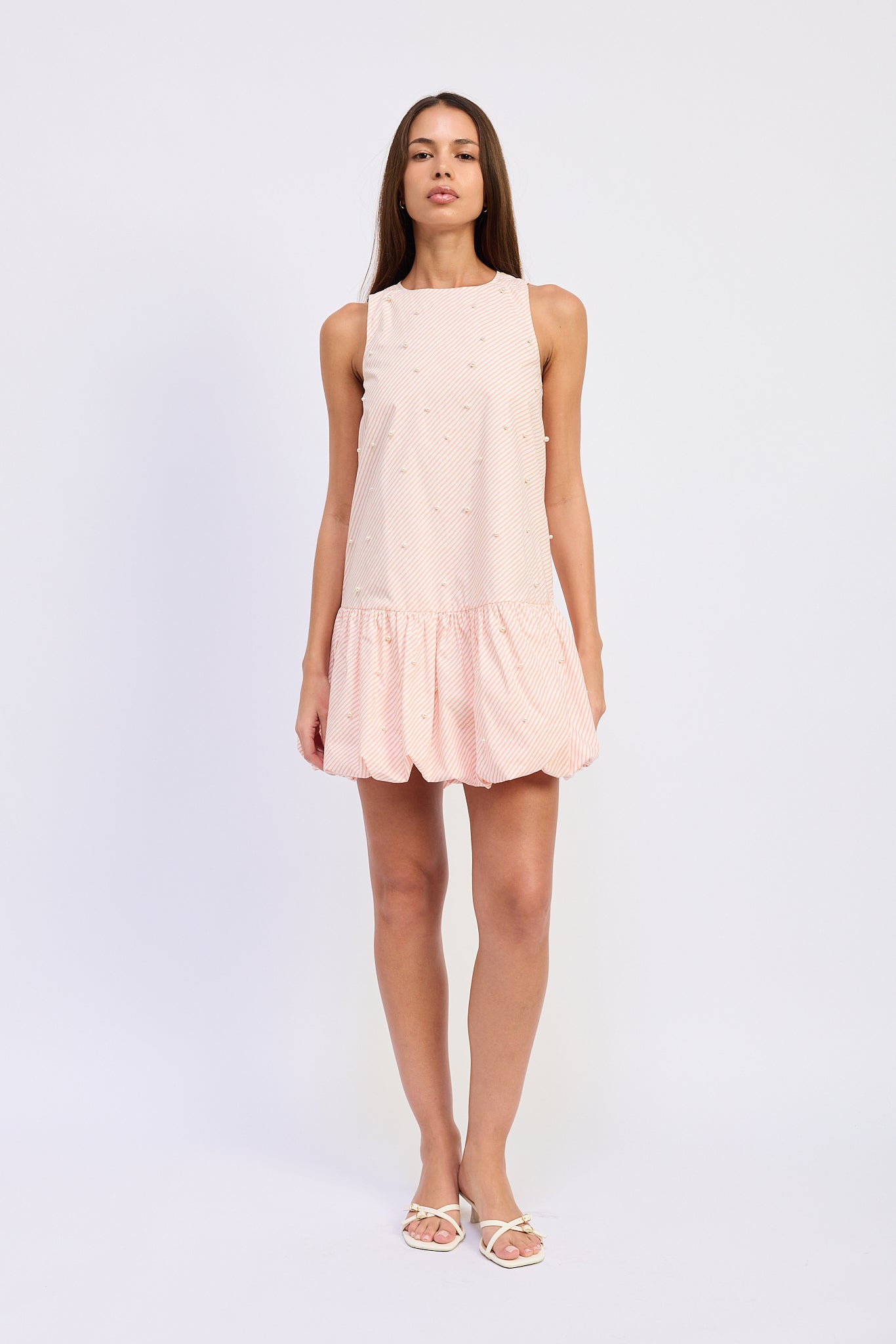 PEACH BUBBLE MINI DRESS