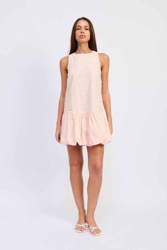 PEACH BUBBLE MINI DRESS