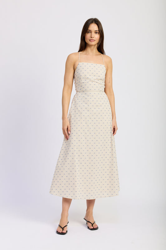 NATURAL COBALT BACK MAXI DRESS