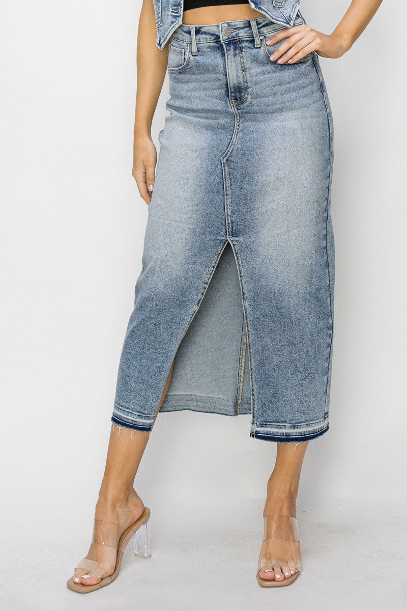 DENIM SPLIT SKIRT