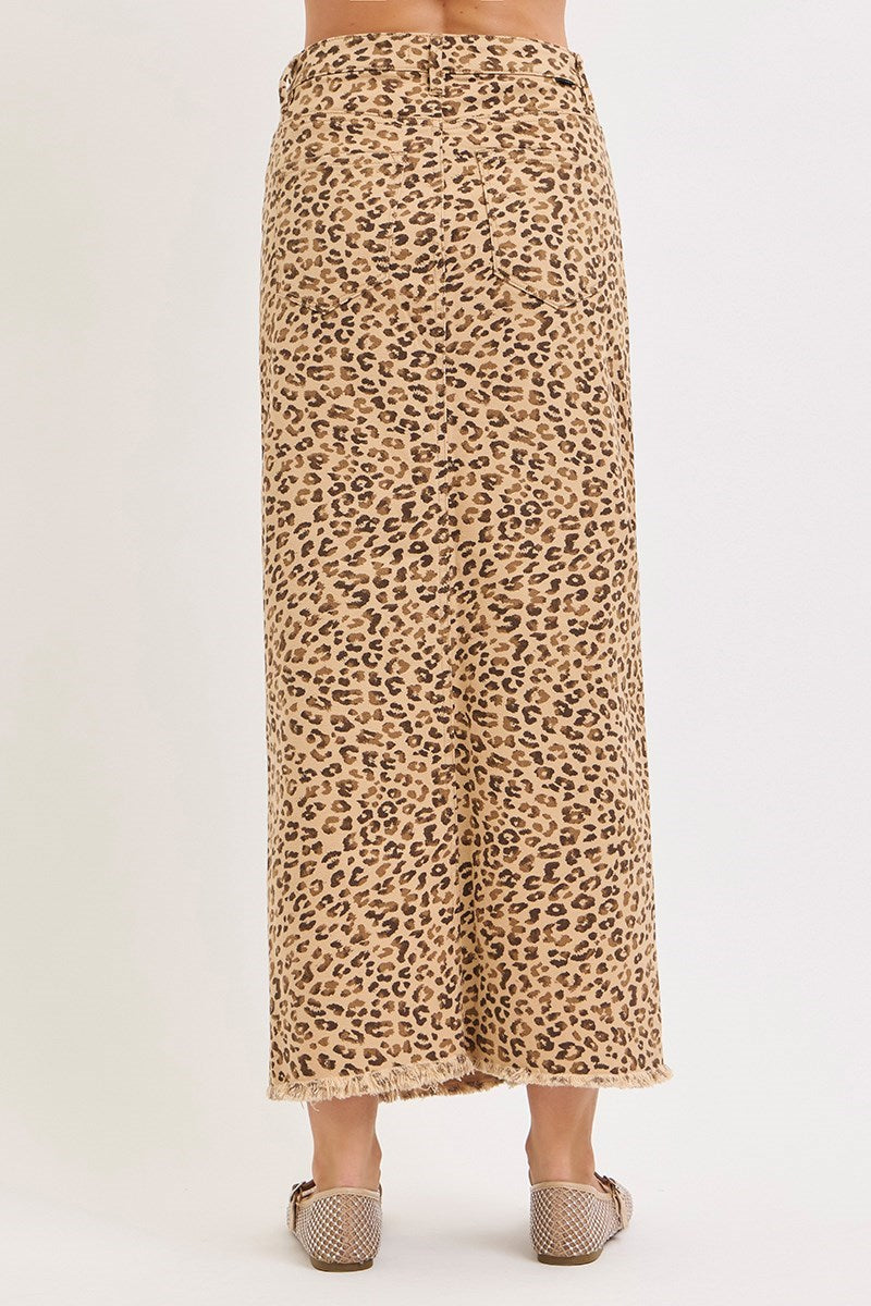 CAMEL RISE FRONT SLIT LONG SKIRT