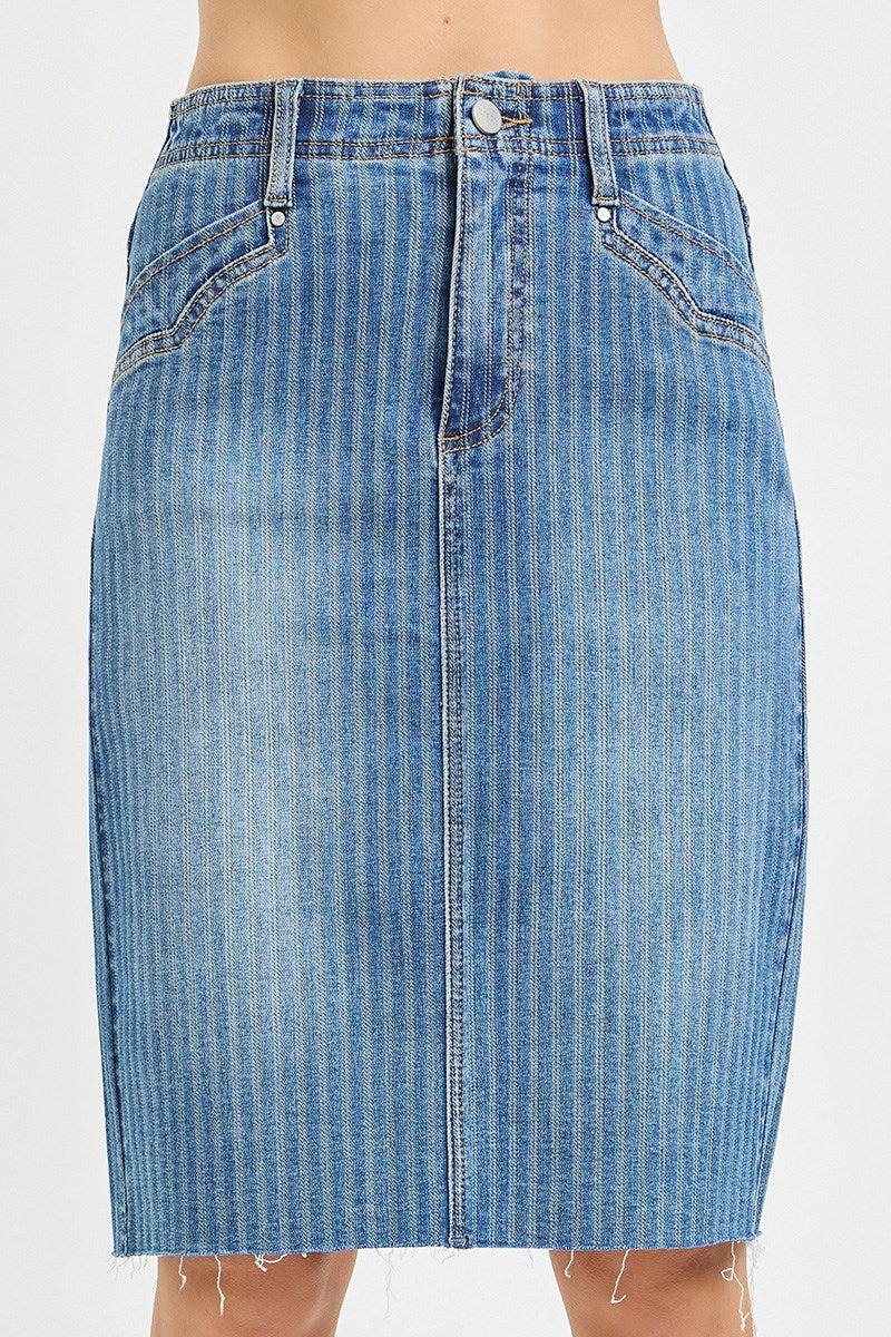 DENIM KNEE LENGTH SKIRT