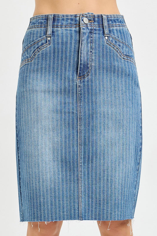 DENIM KNEE LENGTH SKIRT