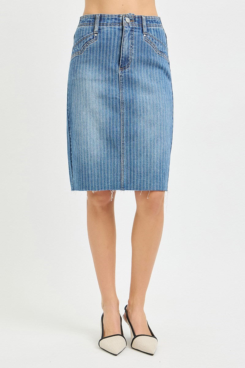 DENIM KNEE LENGTH SKIRT