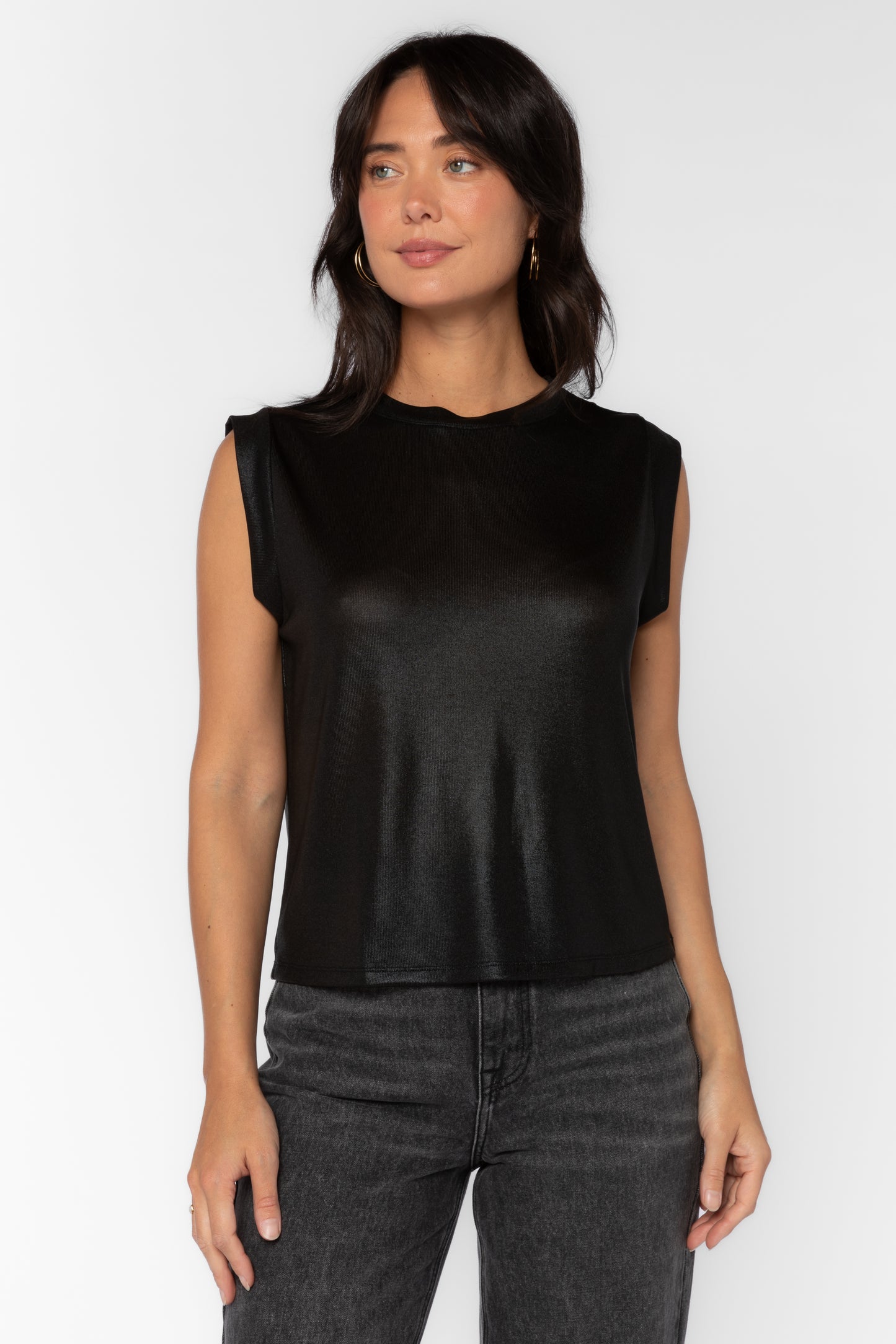 BLACK ROSSIN METALLIC TOP