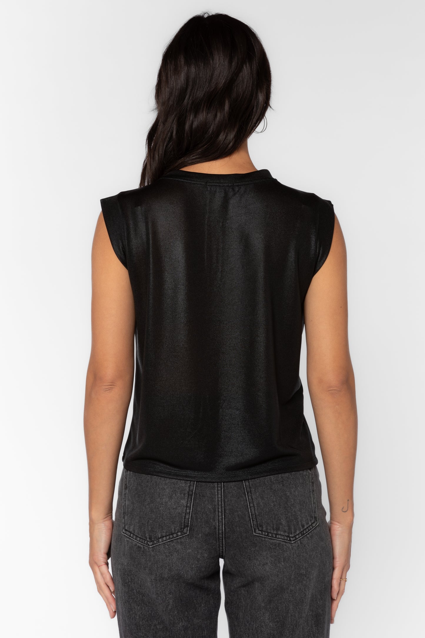 BLACK ROSSIN METALLIC TOP