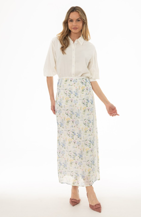FLORAL PRINTED WRAP SKIRT