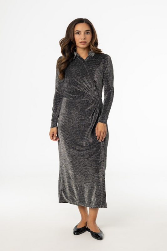 SILVER SPARKLE SIDE MAXI DRESS