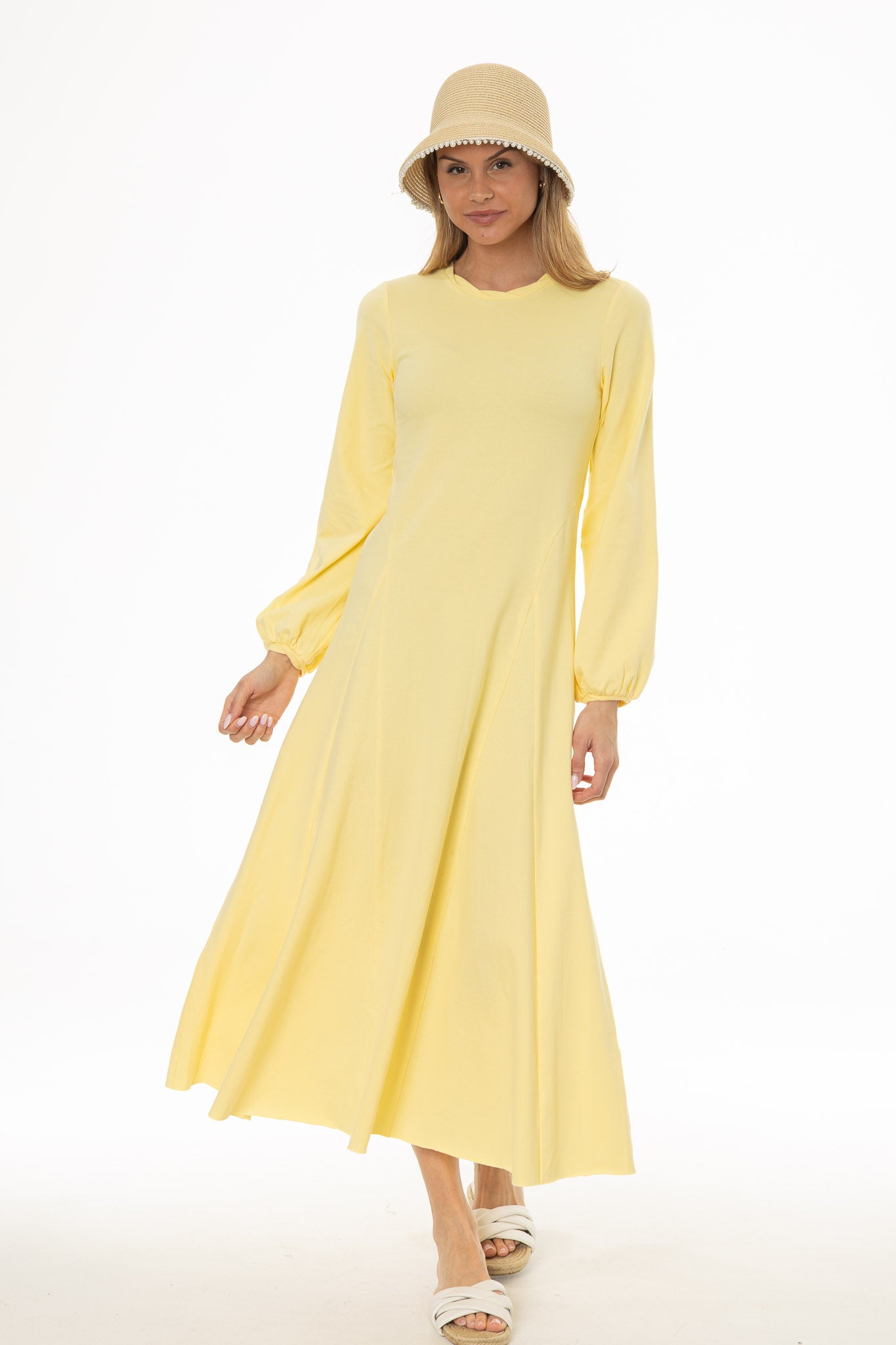 YELLOW GODET MAXI DRESS