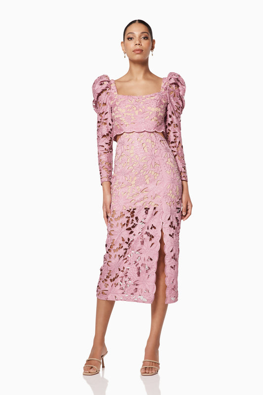 PINK COURT LACE DRESS
